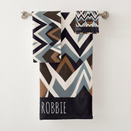 アフリカマロッコ三角幾何学茶色のパターン バスタオルセット