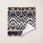 アフリカマロッコ三角幾何学茶色のパターン バスタオルセット (ウォッシュタオル)