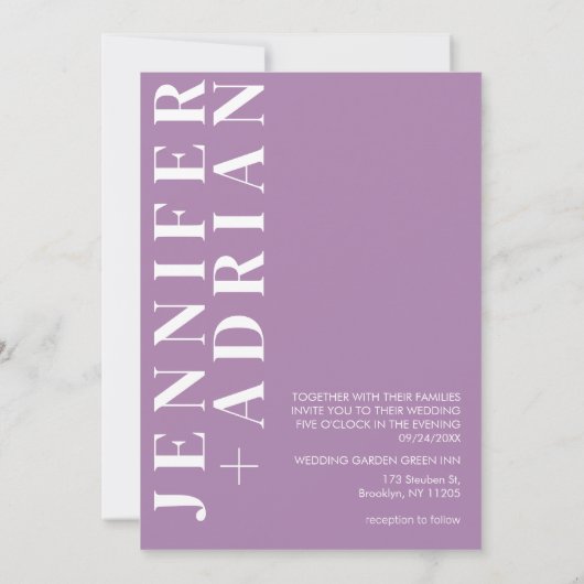 アフリカミニマルバイオレット結婚式招待状カード 招待状 (裏面)