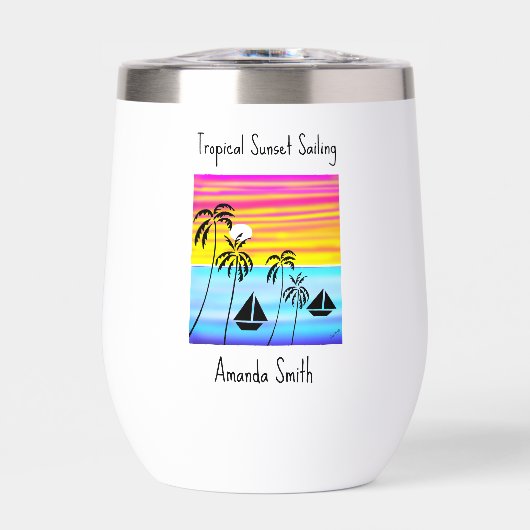 アフリカモダンアート、トロピカルサンセットセーリング (正面)