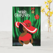 アフリカモダン系アメリカ人のクリスマスグリーティングカード カード (黄色い花)