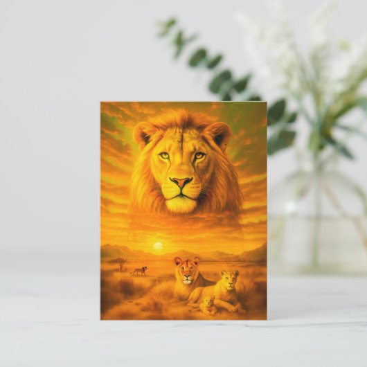 アフリカライオンの二重被ばくポートレート シーズンポストカード (スタンド正面)