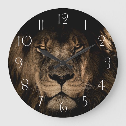 アフリカライオンポートレート ラージ壁時計 (正面)