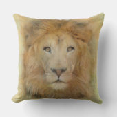  アフリカライオンワイルドライフウォーターカラーポートレートステインル クッション (正面)