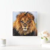 アフリカライオン1 スクエア壁時計 (ホーム)