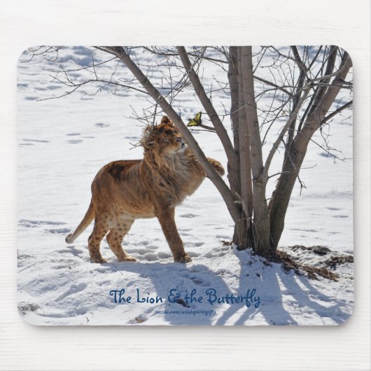 アフリカライオン&バタフライフォトマウスパッド マウスパッド (正面)