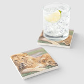 アフリカライオン、パンテラレオ、タンザニア ストーンコースター (横)