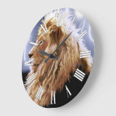 アフリカライオン&稲妻大きな猫恋人ウォールクロック ラージ壁時計 (傾斜)