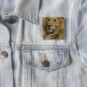 アフリカライオン, Panthera leo, の肖像 缶バッジ (インサイチュ)