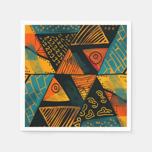 アフリカラフルカのモチーフの背景 スタンダードカクテルナプキン (正面)