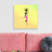 アフリカラフルカ美術素晴らし、女性戦士 キャンバスプリント (インサイチュ (リビング))