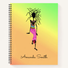 アフリカラフルカ美術素晴らし、女性戦士 ノートブック