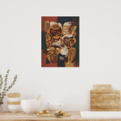 アフリカリズム:抽象芸術マスクパターン ポスター (キッチン)