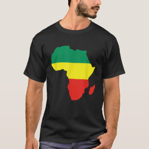 アフリカレゲエの地図アフリカラスタグリーンイエローレッド Tシャツ