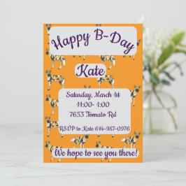 アフリカワイルドドッグスハッピーバースデー 招待状