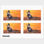 アフリカワイルドドッグ角ステッカー 長方形シール (シート)