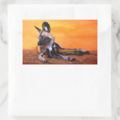 アフリカワイルドドッグ角ステッカー 長方形シール (バッグ)