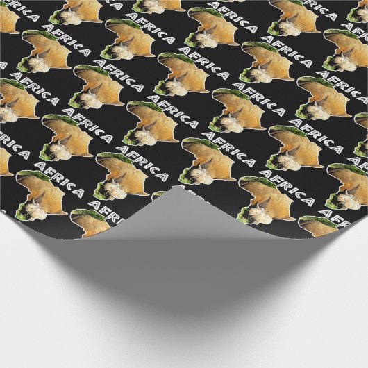 アフリカワイルドライフコンティントホワイト文字ライノカーフ ラッピングペーパー (角)