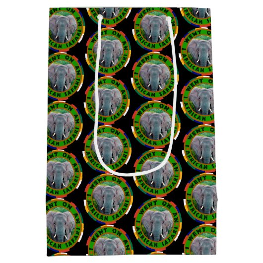 アフリカワイルドライフサファリエレファントブル ミディアムペーパーバッグ (裏面)