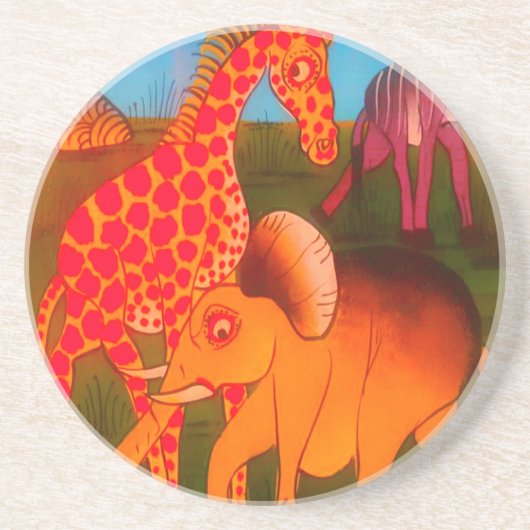 アフリカンアニマルアートプリント コースター (正面)