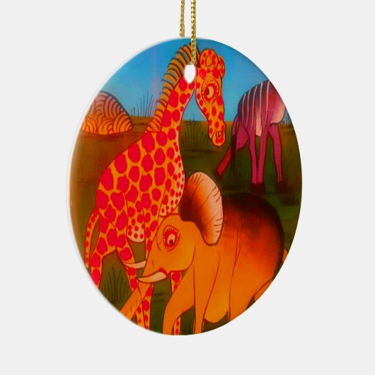 アフリカンアニマルアートプリント セラミックオーナメント (右)
