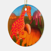 アフリカンアニマルアートプリント セラミックオーナメント (左)