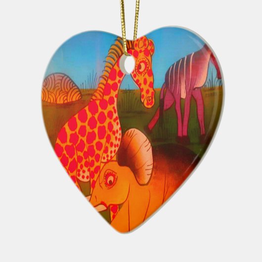 アフリカンアニマルアートプリント セラミックオーナメント (左)