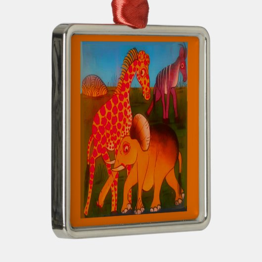 アフリカンアニマルアートプリント メタルオーナメント (右)