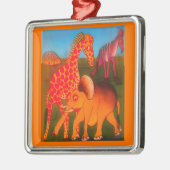 アフリカンアニマルアートプリント メタルオーナメント (左)