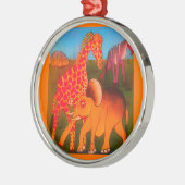 アフリカンアニマルアートプリント メタルオーナメント (左)