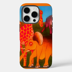 アフリカンアニマルアートプリント iPhone 16 PROケース