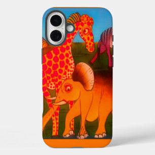 アフリカンアニマルアートプリント iPhone 16 PLUSケース