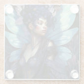 アフリカンアメリカブラックフェアリーファンタジーアート ガラスコースター (裏面)