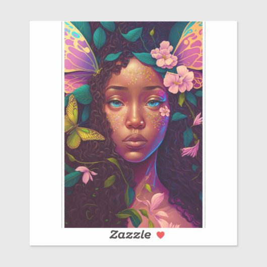 アフリカンアメリカブラックフェアリーファンタジーアート シール (シート)
