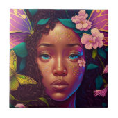 アフリカンアメリカブラックフェアリーファンタジーアート タイル (正面)