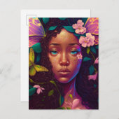 アフリカンアメリカブラックフェアリーファンタジーアート ポストカード (正面/裏面)