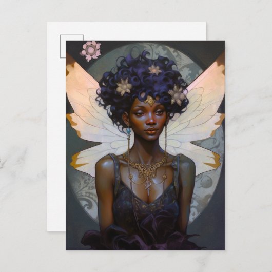 アフリカンアメリカブラックフェアリーファンタジーアート ポストカード (正面/裏面)
