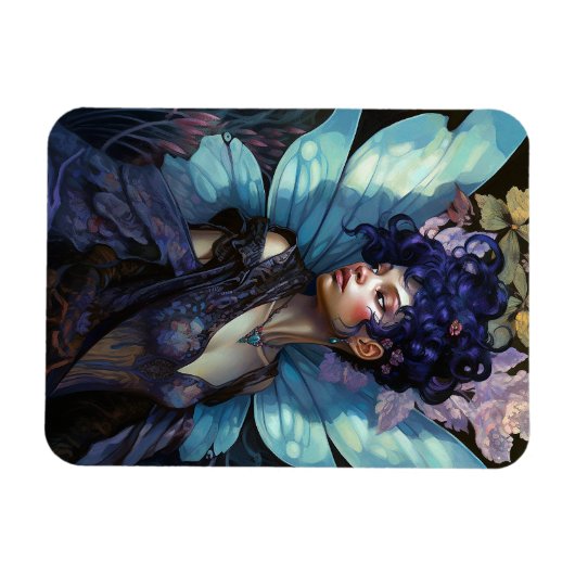 アフリカンアメリカブラックフェアリーファンタジーアート マグネット (横)