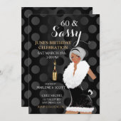 アフリカンアメリカンお祝いパーティーガールシャンパン 招待状 (正面/裏面)