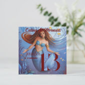 アフリカンアメリカンウォーターカラーマーメイドパーティー 招待状 (スタンド正面)