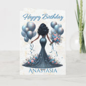 アフリカンアメリカンウーマングラマルーズブルー誕生日 カード (裏面)