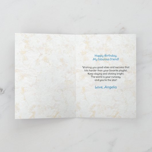 アフリカンアメリカンウーマングラマルーズブルー誕生日 カード (内部)