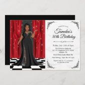 アフリカンアメリカンエレガントガウン誕生日招待状 招待状 (正面/裏面)