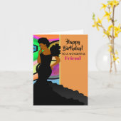 アフリカンアメリカンエレガントフレンドハッピーバースデー カード (黄色い花)