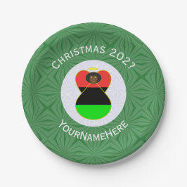 アフリカンアメリカンエンジェルクリスマスフラッグパーソナライズド ペーパープレート