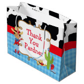 アフリカンアメリカンカウボーイウェスタン誕生日サンキュー ラージペーパーバッグ (裏面アングル)