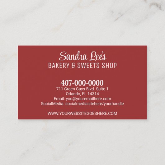 アフリカンアメリカンカップケーキベイカー/ベーカリーテンプレート 名刺 (裏面)