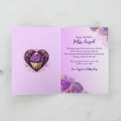 アフリカンアメリカンカーブイウィメンパープルグラム誕生日 カード (内部)