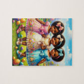 アフリカンアメリカンガールイースターパズル ジグソーパズル (横)