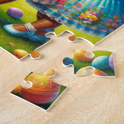 アフリカンアメリカンガールイースターパズル ジグソーパズル (側面)